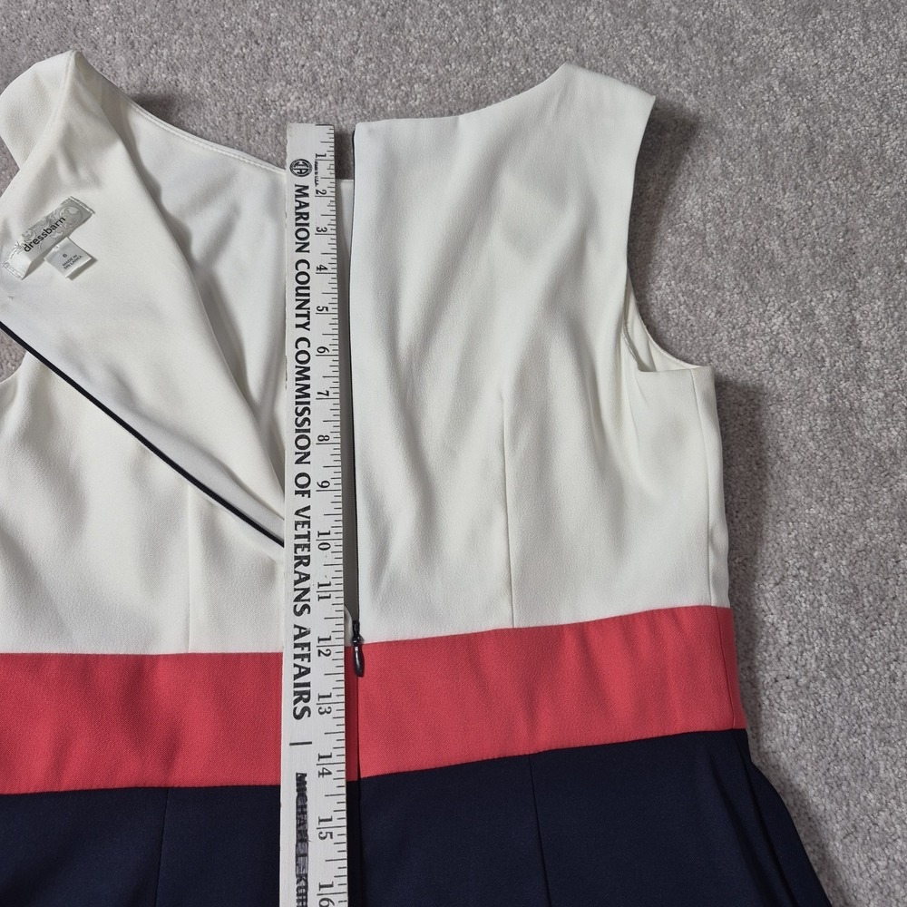 Dress Barn Sleeveless Dress Women Size 6 White Navy Blue Pink Prep Color Block - Picture 15 of 16